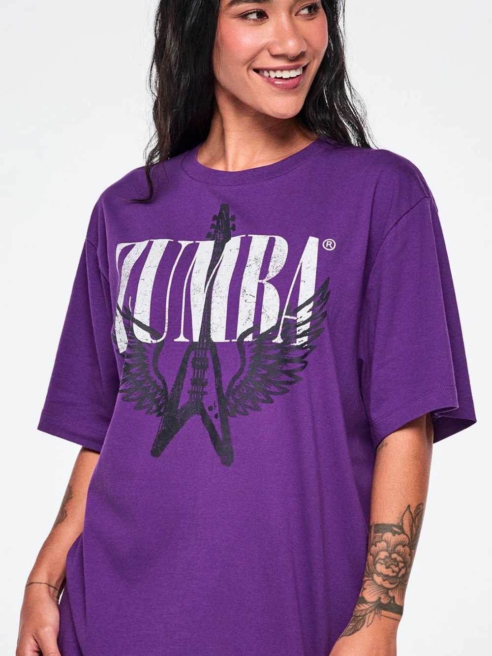 Zumba Fitness Purple Graphic Tee with White & Black Logo